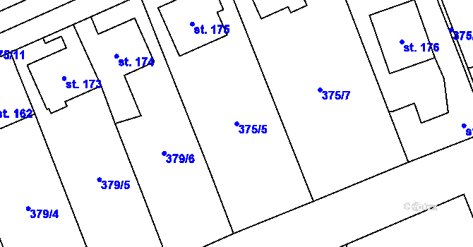 Parcela st. 375/5 v KÚ Lechotice, Katastrální mapa