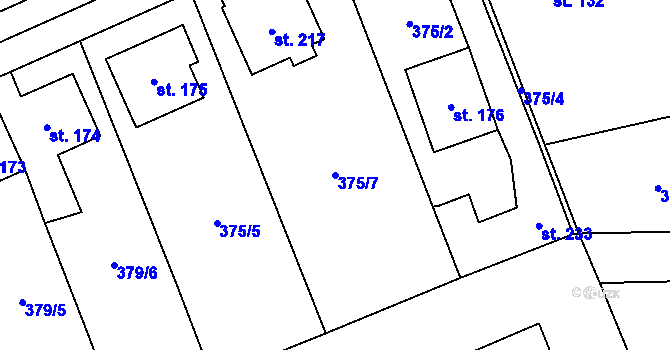 Parcela st. 375/7 v KÚ Lechotice, Katastrální mapa