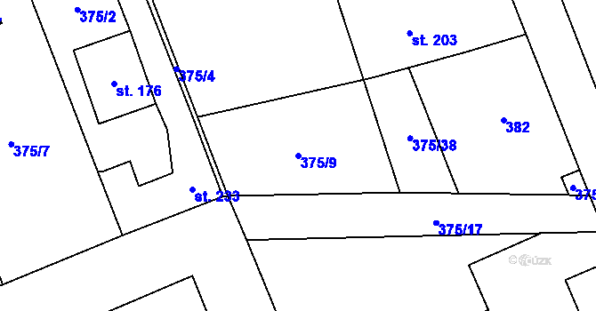 Parcela st. 375/9 v KÚ Lechotice, Katastrální mapa