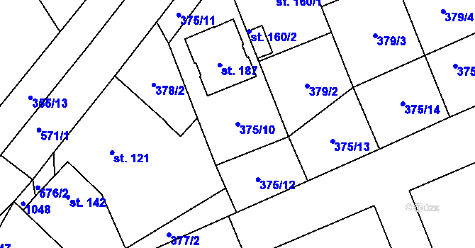 Parcela st. 375/10 v KÚ Lechotice, Katastrální mapa