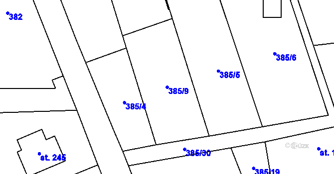 Parcela st. 385/9 v KÚ Lechotice, Katastrální mapa