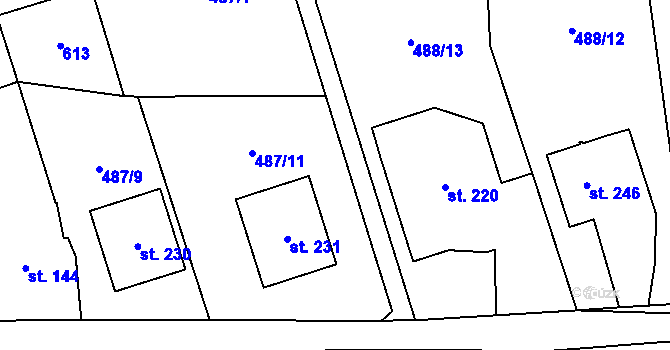 Parcela st. 487/12 v KÚ Lechotice, Katastrální mapa
