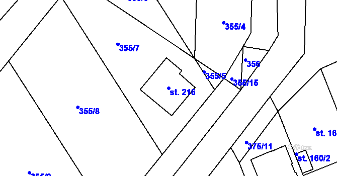 Parcela st. 216 v KÚ Lechotice, Katastrální mapa