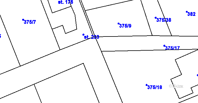 Parcela st. 375/34 v KÚ Lechotice, Katastrální mapa