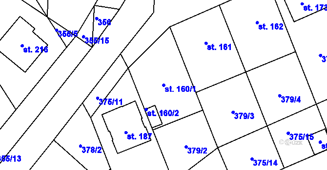 Parcela st. 160/1 v KÚ Lechotice, Katastrální mapa