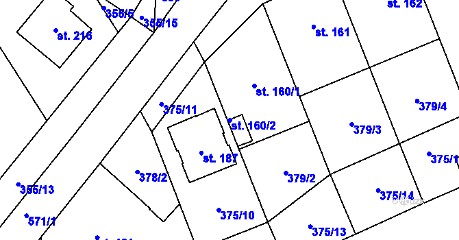 Parcela st. 160/2 v KÚ Lechotice, Katastrální mapa