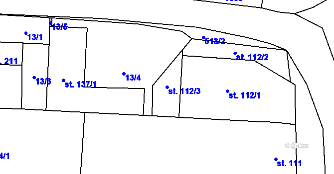 Parcela st. 112/3 v KÚ Lechotice, Katastrální mapa
