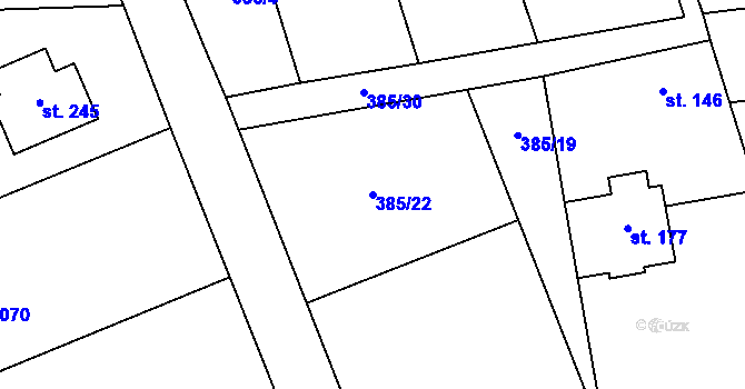 Parcela st. 385/22 v KÚ Lechotice, Katastrální mapa