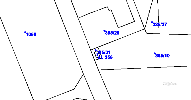 Parcela st. 385/31 v KÚ Lechotice, Katastrální mapa