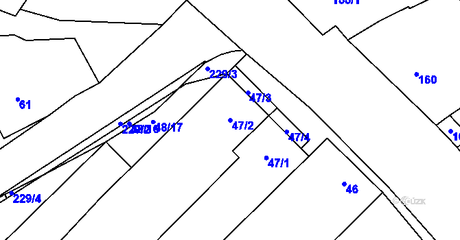 Parcela st. 47/2 v KÚ Lechovice, Katastrální mapa