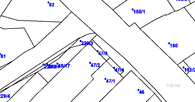 Parcela st. 47/3 v KÚ Lechovice, Katastrální mapa