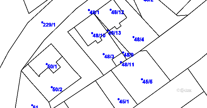 Parcela st. 48/3 v KÚ Lechovice, Katastrální mapa