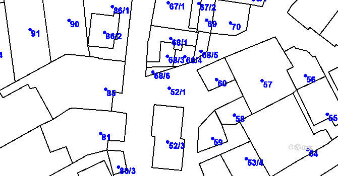 Parcela st. 52/1 v KÚ Lechovice, Katastrální mapa
