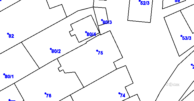 Parcela st. 75 v KÚ Lechovice, Katastrální mapa