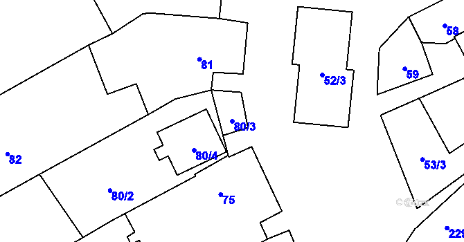 Parcela st. 80/3 v KÚ Lechovice, Katastrální mapa