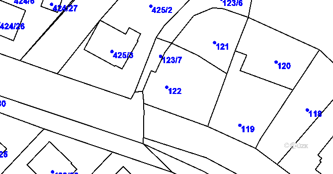 Parcela st. 122 v KÚ Lechovice, Katastrální mapa