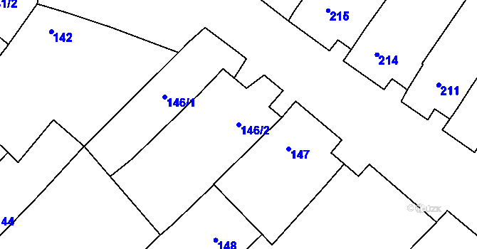 Parcela st. 146/2 v KÚ Lechovice, Katastrální mapa