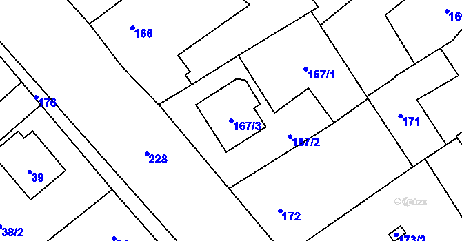 Parcela st. 167/3 v KÚ Lechovice, Katastrální mapa