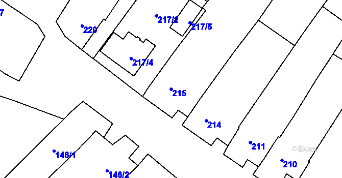 Parcela st. 215 v KÚ Lechovice, Katastrální mapa