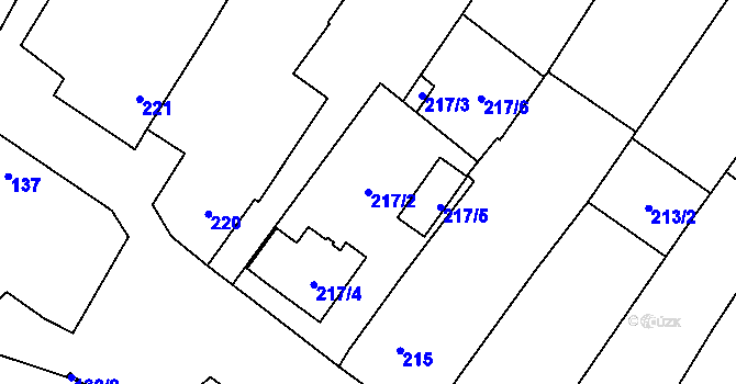 Parcela st. 217/2 v KÚ Lechovice, Katastrální mapa