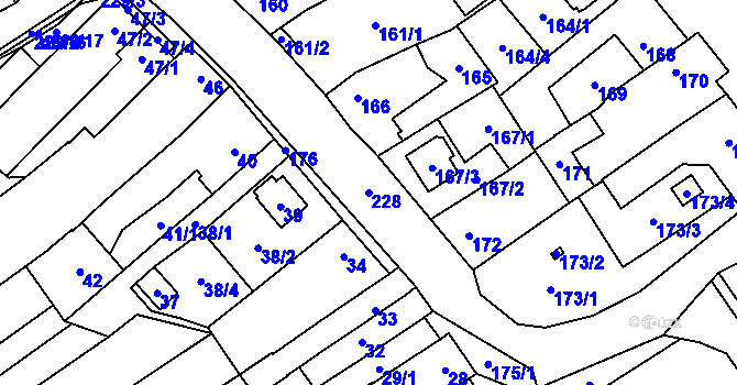 Parcela st. 228 v KÚ Lechovice, Katastrální mapa