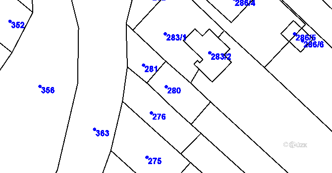 Parcela st. 280 v KÚ Lechovice, Katastrální mapa