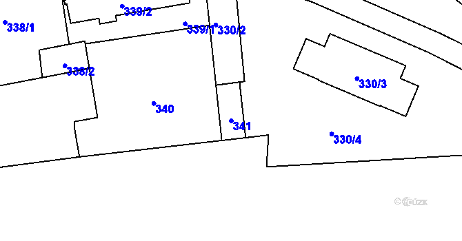 Parcela st. 341 v KÚ Lechovice, Katastrální mapa