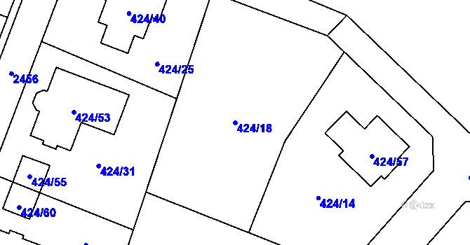 Parcela st. 424/18 v KÚ Lechovice, Katastrální mapa