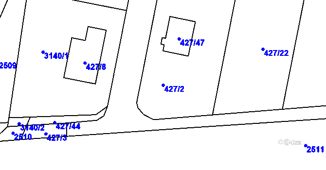 Parcela st. 427/2 v KÚ Lechovice, Katastrální mapa