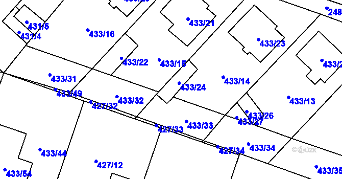 Parcela st. 433/24 v KÚ Lechovice, Katastrální mapa
