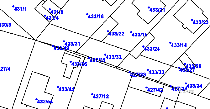 Parcela st. 433/32 v KÚ Lechovice, Katastrální mapa
