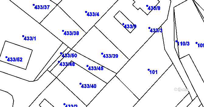 Parcela st. 433/39 v KÚ Lechovice, Katastrální mapa