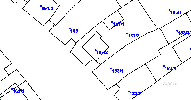 Parcela st. 187/2 v KÚ Lechovice, Katastrální mapa