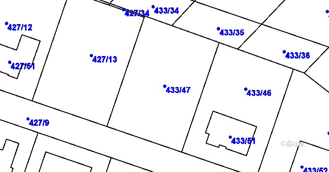 Parcela st. 433/47 v KÚ Lechovice, Katastrální mapa