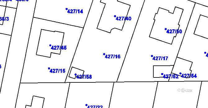 Parcela st. 427/16 v KÚ Lechovice, Katastrální mapa
