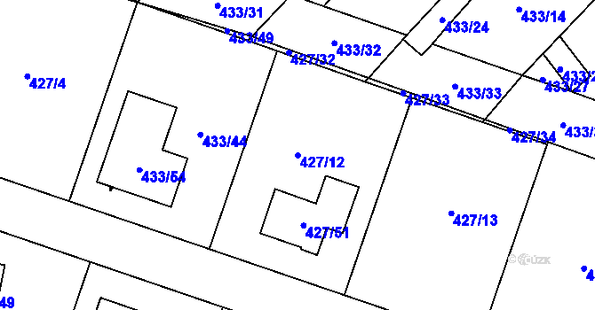 Parcela st. 427/12 v KÚ Lechovice, Katastrální mapa