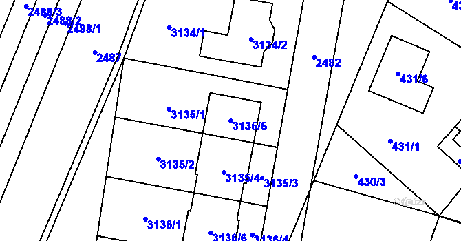 Parcela st. 3135/5 v KÚ Lechovice, Katastrální mapa