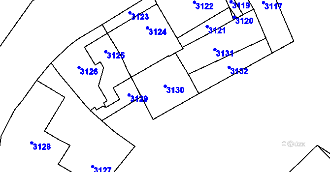 Parcela st. 3130 v KÚ Lechovice, Katastrální mapa