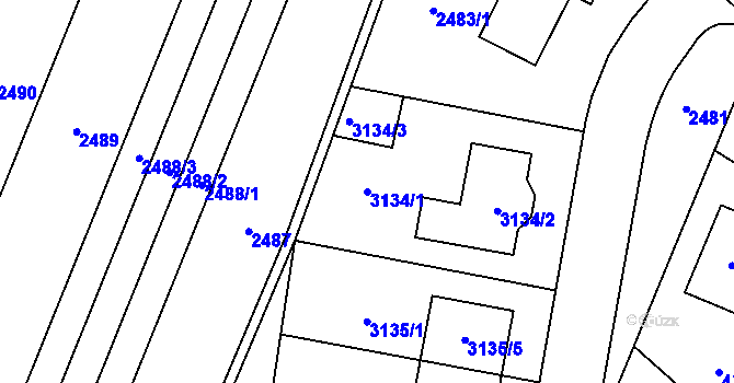Parcela st. 3134/1 v KÚ Lechovice, Katastrální mapa