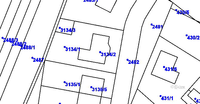 Parcela st. 3134/2 v KÚ Lechovice, Katastrální mapa