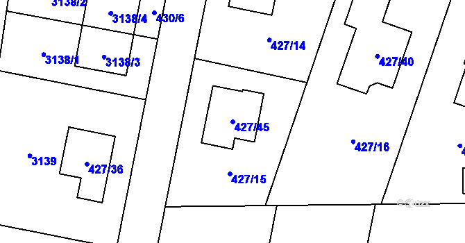 Parcela st. 427/45 v KÚ Lechovice, Katastrální mapa