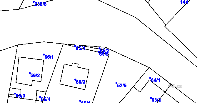 Parcela st. 65/5 v KÚ Lechovice, Katastrální mapa