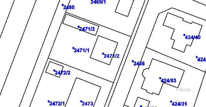 Parcela st. 2471/2 v KÚ Lechovice, Katastrální mapa