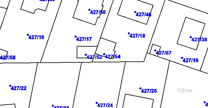 Parcela st. 427/54 v KÚ Lechovice, Katastrální mapa