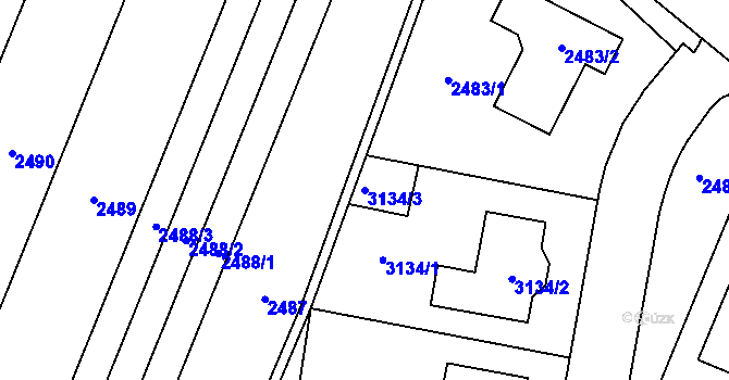 Parcela st. 3134/3 v KÚ Lechovice, Katastrální mapa