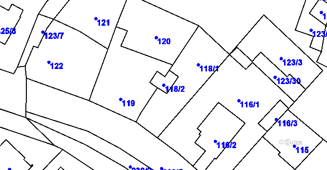 Parcela st. 118/2 v KÚ Lechovice, Katastrální mapa