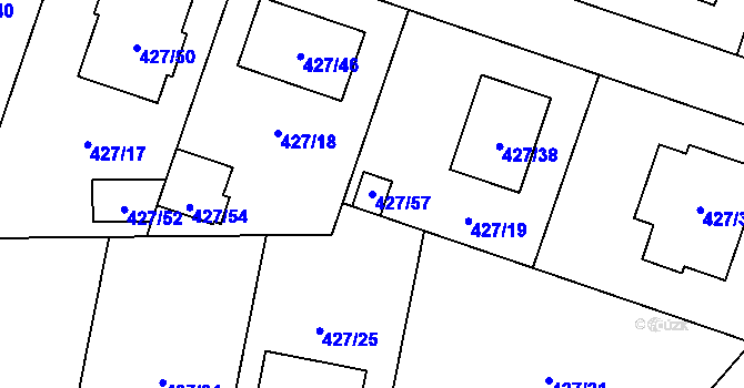 Parcela st. 427/57 v KÚ Lechovice, Katastrální mapa