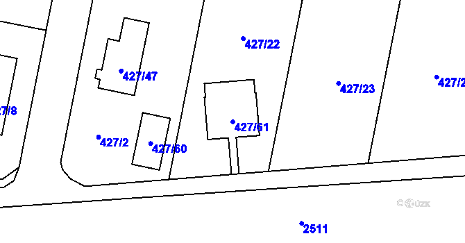 Parcela st. 427/61 v KÚ Lechovice, Katastrální mapa