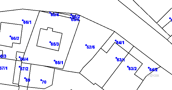 Parcela st. 52/6 v KÚ Lechovice, Katastrální mapa