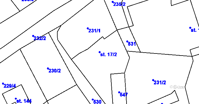 Parcela st. 17/2 v KÚ Lejšovka, Katastrální mapa
